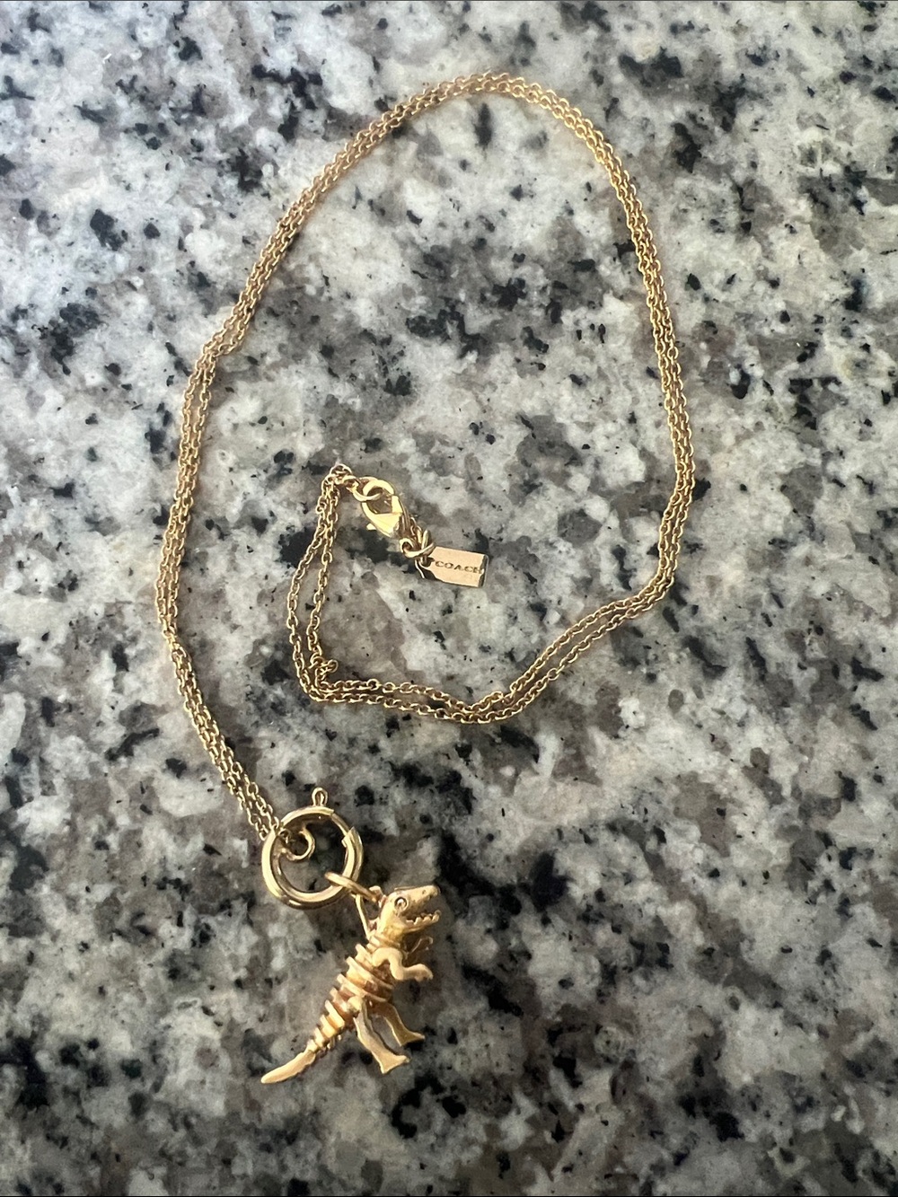 Coach Gold Dinosaur Charm Pendant Necklace
